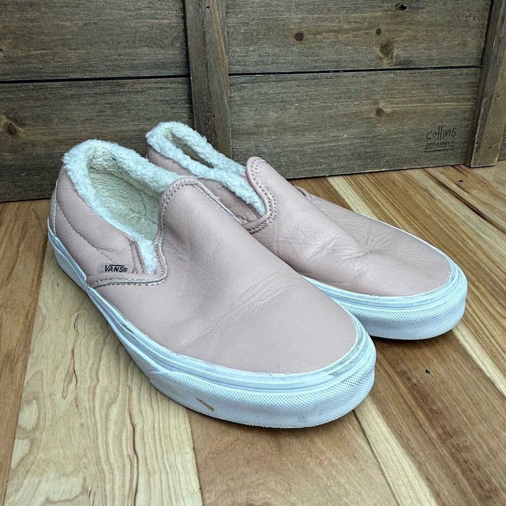 Vans Leather Mahogany Rose Classic Slip On Sherpa Lined Men’s 6 Women’s 7.5